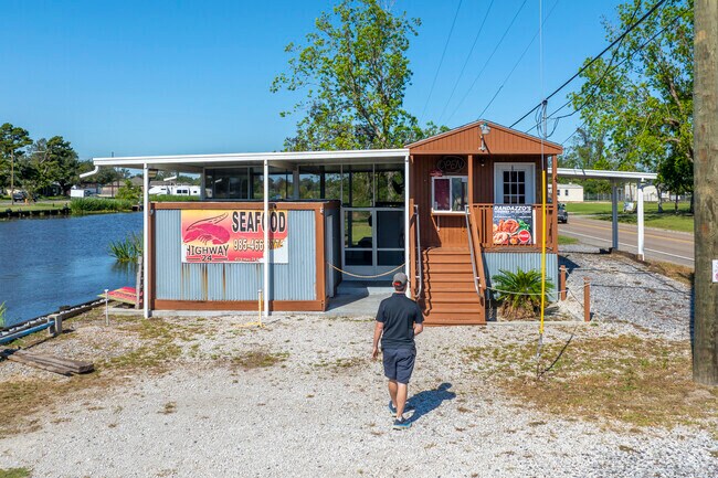 Highway 24 Seafood is the only locally owned restaurant in Bourg, famous for its shrimp.