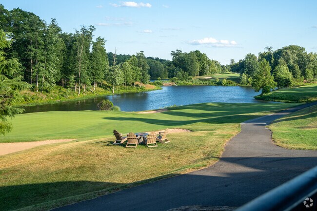 Stonewall Golf Club's patio overlooks the 18th green.
