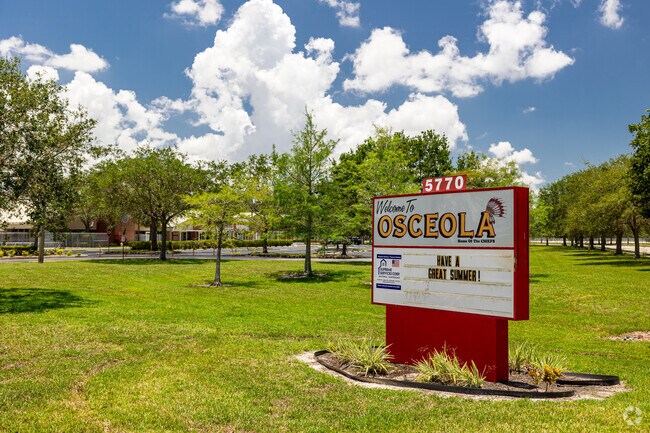 Osceola Elementary School in Naples welcomes students with an entry sign.