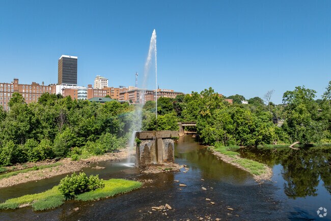 This decorative fountain in Lynchburg on the James river is a unique feature.