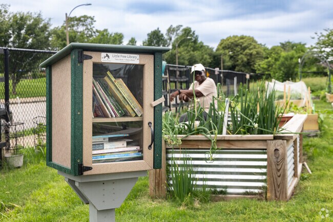 Free little libraries are available within the Jeff-Vander-Lou neighborhood.