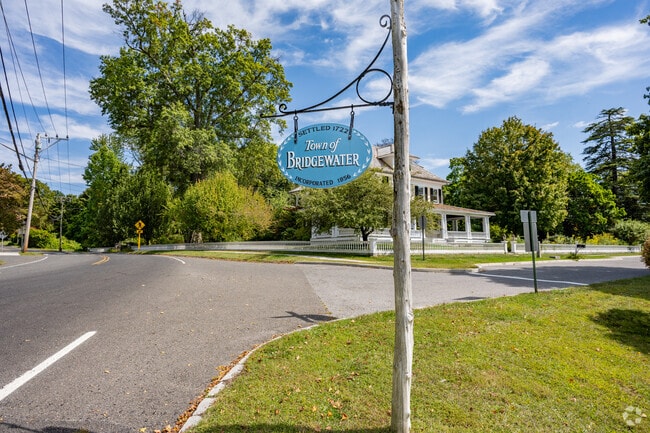 Bridgewater’s welcome sign greets drivers arriving from Route 7.