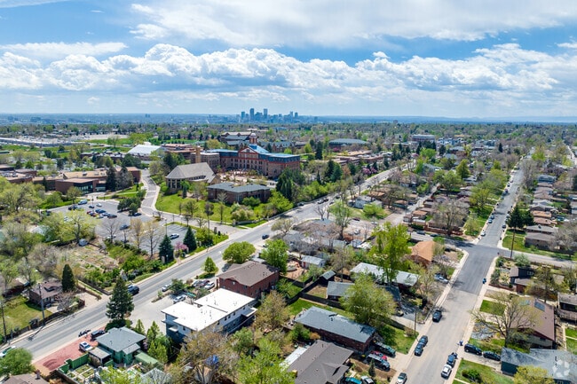 This is an overview of the Berkley neighborhood looking towards downtown Denver.
