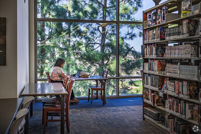 Find a quiet spot to study at the Ronald H. Roberts Temecula Library near Alta Vista.