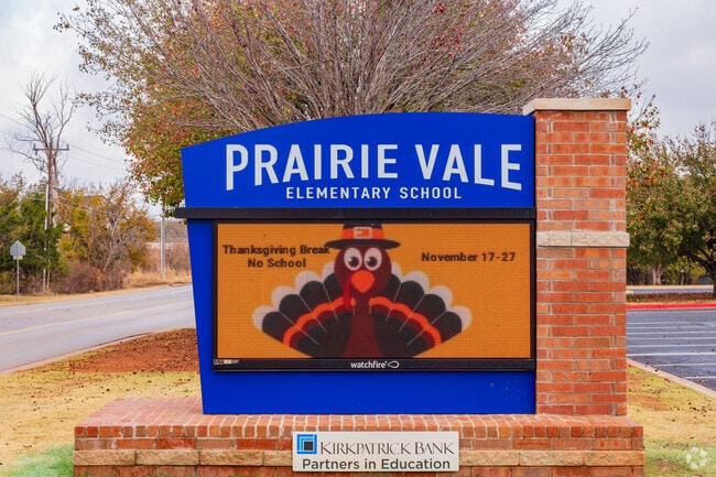 Close up shot of the signage of Prairie Vale Elementary School.
