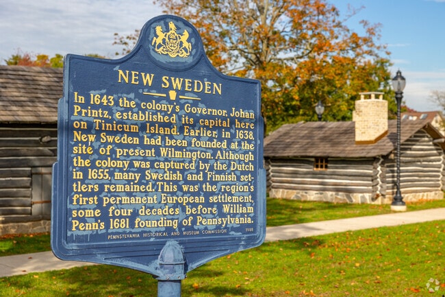 The New Sweden colony was established in Essington on Tinicum Island in 1643.