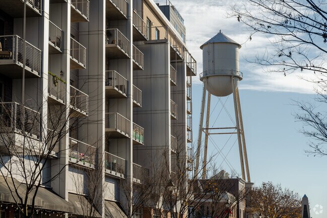 Rocketts Landing's landmark water tank marks the center of the community.