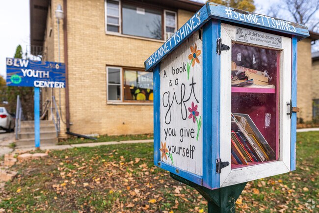 The library near BLW Youth Center underscores the sense of community in Bridge-Lakepoint.