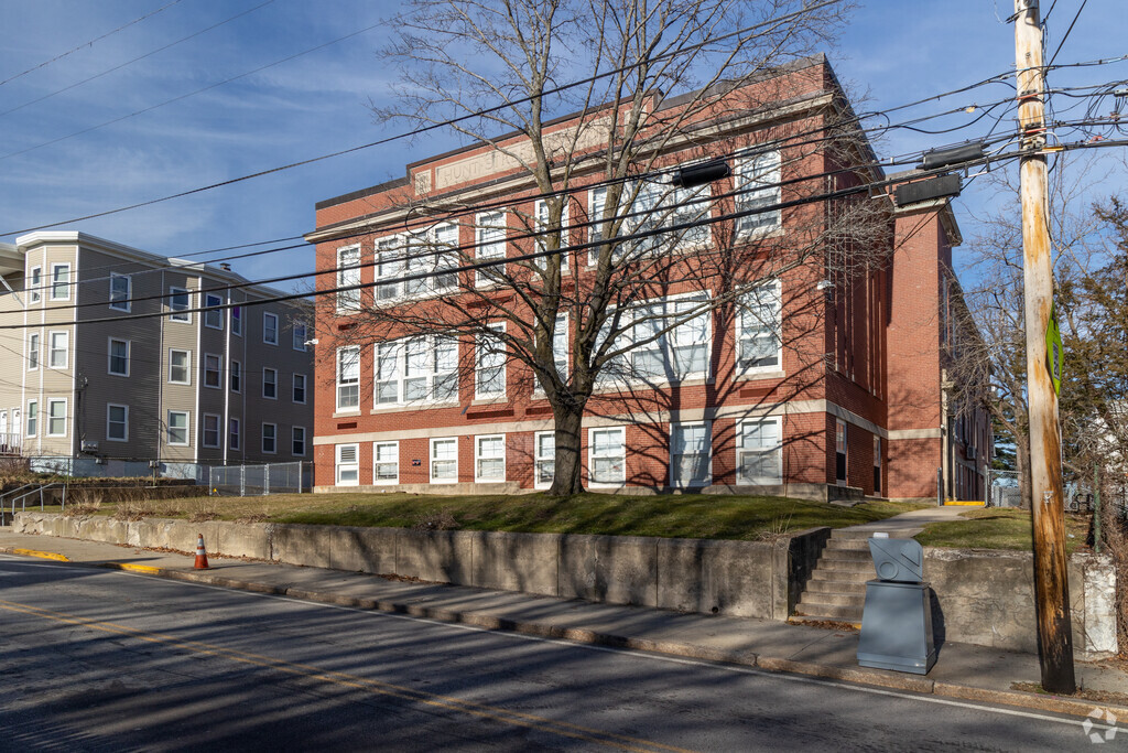 Back side of Raices Dual Language Academy in Central Falls, RI.