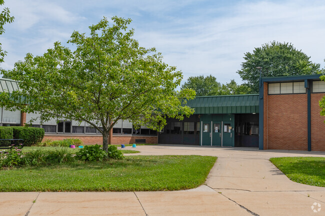 Charles C. McGlinnen School front entrance in Clinton Township.