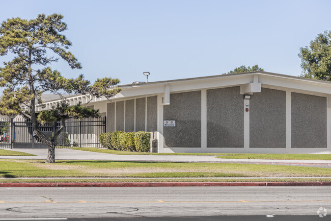 Barker Elementary School's campus is surrounded by single family homes.