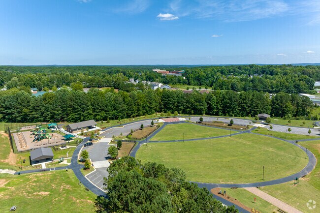 Main Street Park in Dawsonville is a newly built park featuring a walking path, and playground.