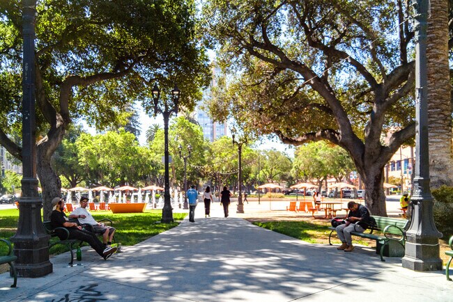 The Plaza de César Chávez offers residents a place to relax outside in Downtown San Jose.