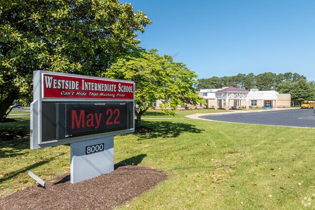 According to state test scores, 36% of Westside Intermediate School students are at least proficient in math and 46% in reading.