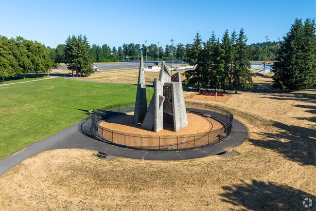 Climbing wall in Marymoor Park, a local attraction in Southeast Redmond.