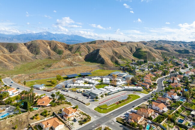 Reche Canyon Elementary School offers a sprawling campus when viewed from above.