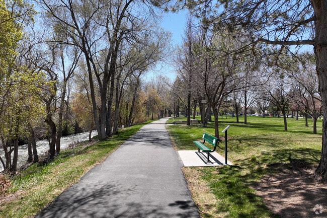 The Provo River Parkway Trailhead in Orchard South offers beautiful tree-lined walking paths.