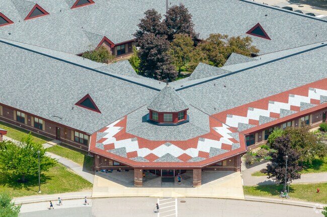 H. Olive Day School features unique architecture and a courtyard.