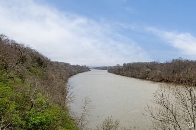 The Cumberland River snakes right past Two Rivers Park in Sunset View.