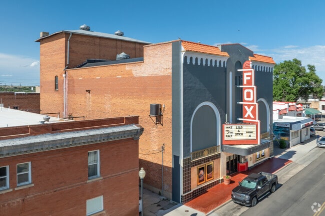 The Fox Theater in La Junta, built in 1912 as the Rourke Opera House and later converted into a classic Spanish Colonial movie house in 1939, still graces downtown La Junta with its historic marquee and beautifully restored lobby.