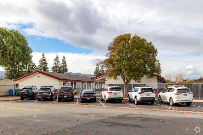 A view of the Cherry Chase Elementary School classrooms from the street.