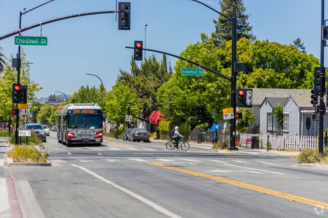 Staumbaugh Heller’s Middlefield Road connects homes to shops and transit nearby.