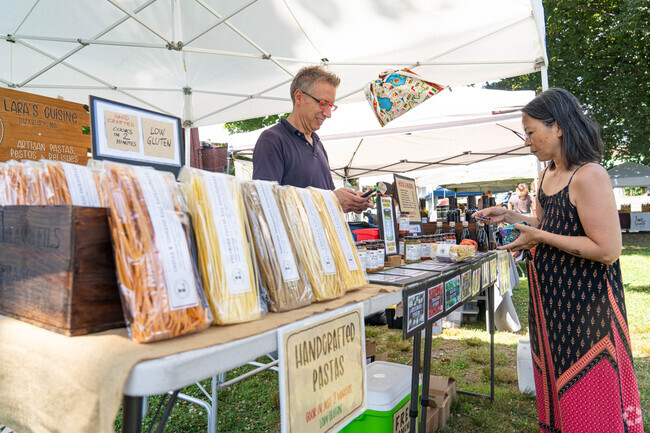 Lara's Cuisine from Duxbury, MA bring handcrafted pasta options to the Milton Farmers Market.