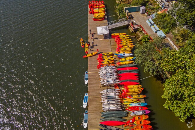Georgetown Waterfront Park's boat launch on the Potomac River for kayakers and paddleboarders.