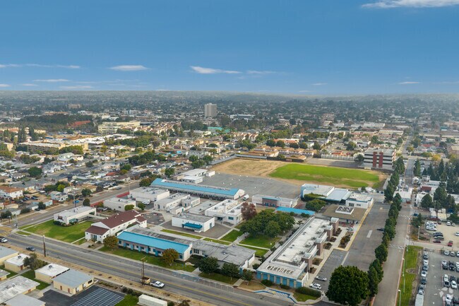 A view from above shows the large campus of Chula Vista Middle School.