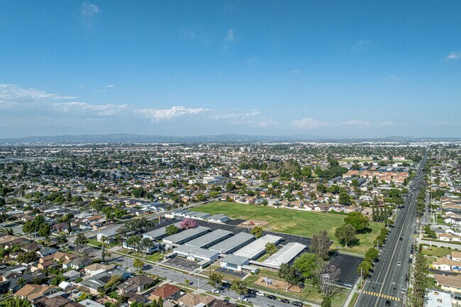 A bird's eye view of Loretta Lampton Elementary School in Norwalk.