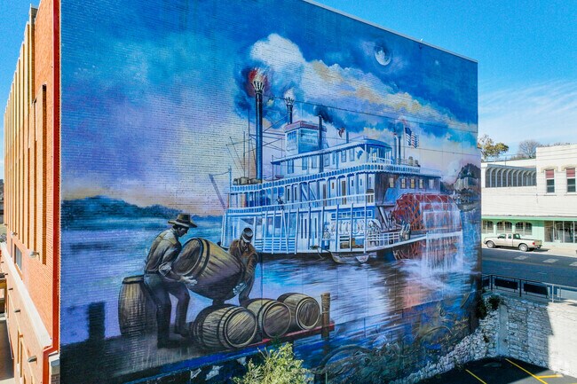 One mural you can see in Alton is this one depicting the days river boats ruled the Mississippi.