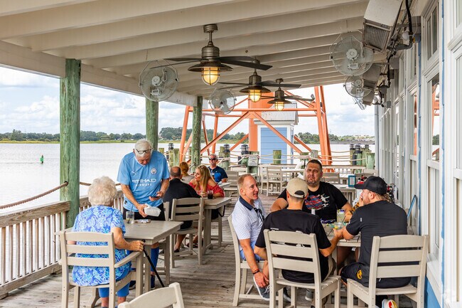 Residents of the Village of Duval  enjoy socializing at Lighthouse Point Bar & Grill.