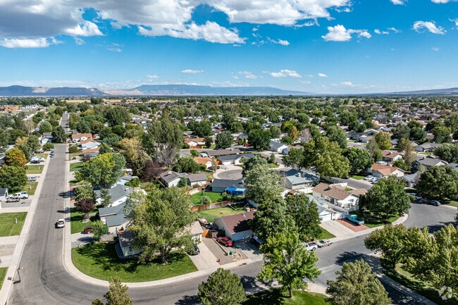 Aerial views of Fruita's community offers rugged canyons and a glance at suburban living.