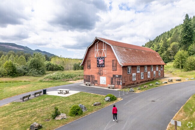 Go for a walk surrounded by nature at Nakashima Heritage Barn Trailhead near Lake McMurray.
