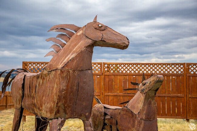 Beautifully sculpted horses adorn this Helena Valley West yard.