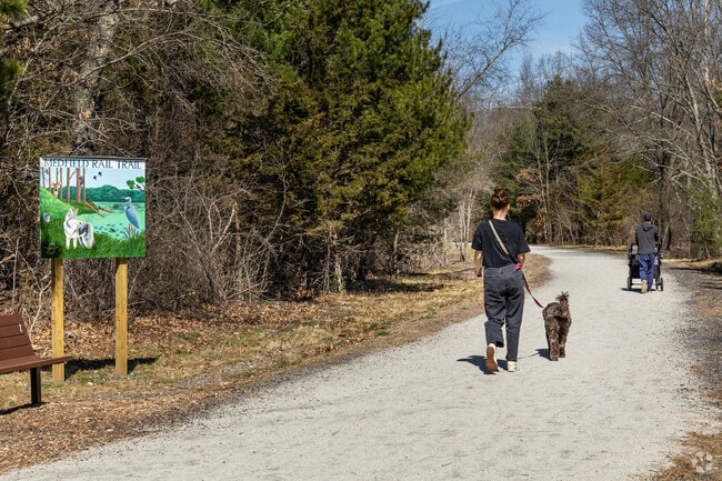 Residents can enjoy a casual walk along the Medfield rail trail.