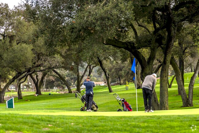 Golfers play scenic fairways in Hidden Meadows.