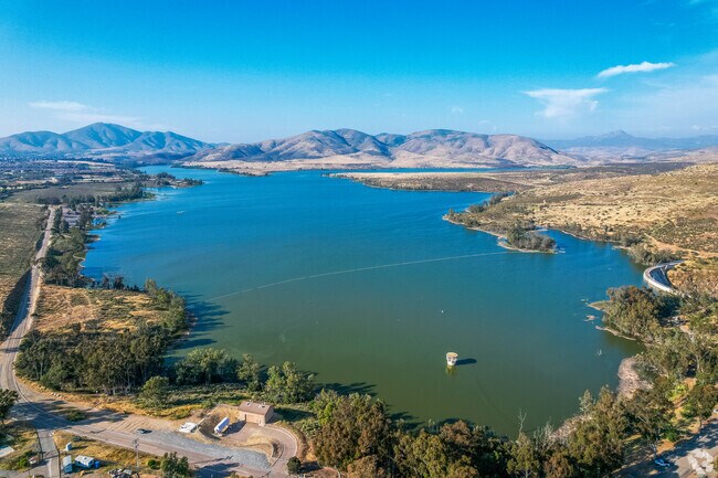 Otay Lake is east of Otay Ranch and features many hiking trails and fishing options.
