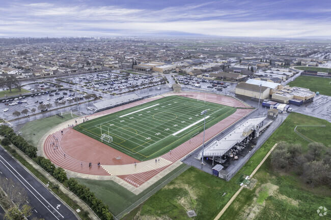 Cosumnes Oaks High School offers a sprawling campus when viewed from above.