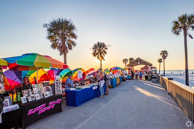 Merchants line the Clearwater Beach boardwalk.
