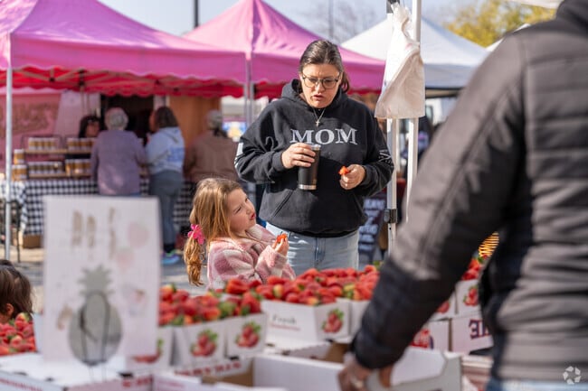 Shoppers can get a taste of fresh produce at the Riverlake Farmers Market.