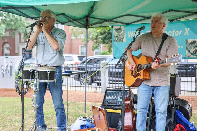 Listen to live music performed at the Stoneham Farmers Market.