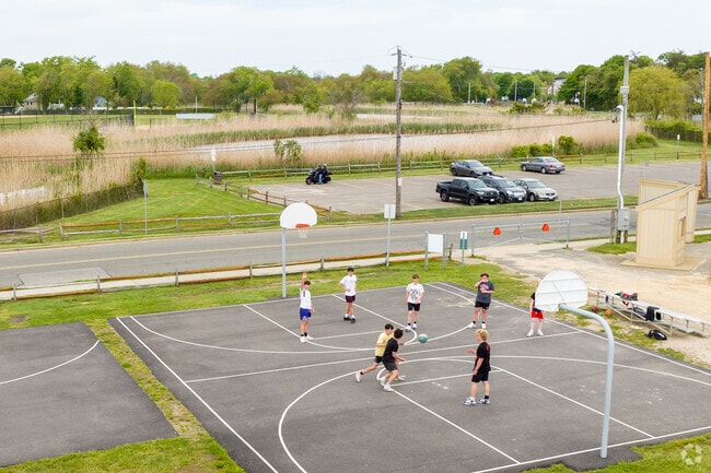 Basketball courts are one of many features of Shorefront Park near Medford.