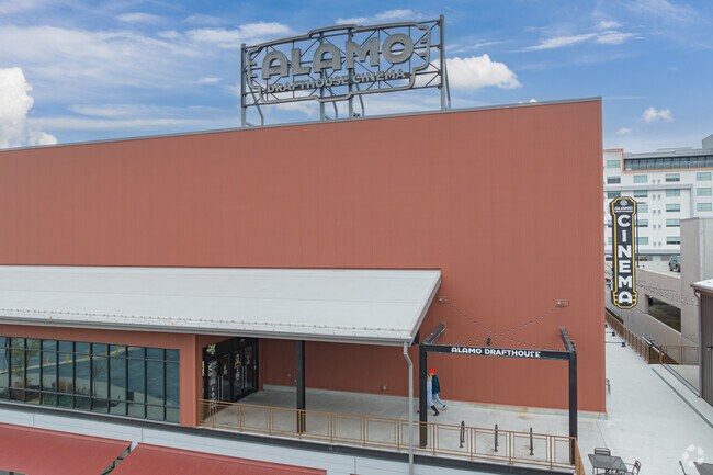 Alamo Drafthouse Cinema is a stylish movie theater featuring craft beer and cocktails.