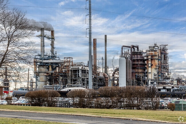 Phillips 66 oil refinery in Linden's Bayway neighborhood drives local industry.