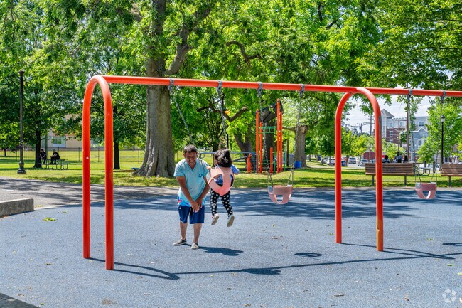 Families visit Dudley Grange Park for the playgrounds and sports fields.