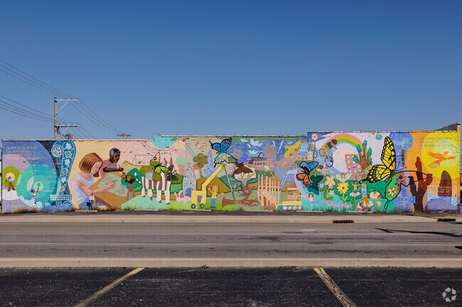 A large mural brings color to the Blendville North neighborhood.