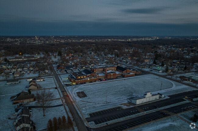 Aerial view of McDonald neighborhood with large homes.