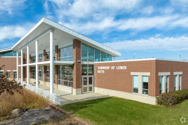 Lenox Township town hall is a modern beacon on Gratiot Avenue.