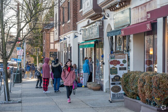 Students just off school enjoy the many eateries on Wolfs Lane in Pelham Manor.